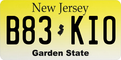 NJ license plate B83KIO