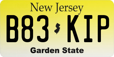 NJ license plate B83KIP