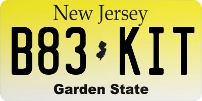 NJ license plate B83KIT