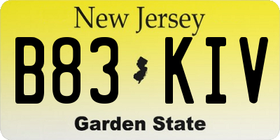 NJ license plate B83KIV