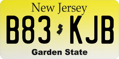 NJ license plate B83KJB