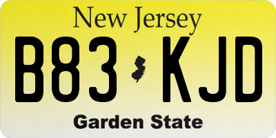 NJ license plate B83KJD