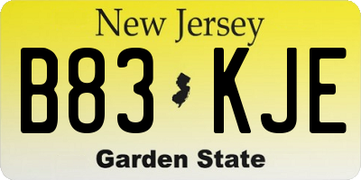 NJ license plate B83KJE