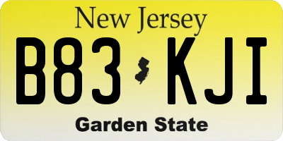 NJ license plate B83KJI