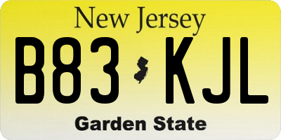 NJ license plate B83KJL
