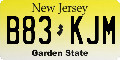 NJ license plate B83KJM