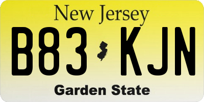 NJ license plate B83KJN