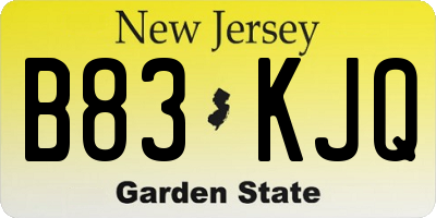 NJ license plate B83KJQ