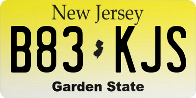 NJ license plate B83KJS