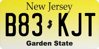 NJ license plate B83KJT
