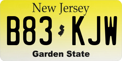 NJ license plate B83KJW
