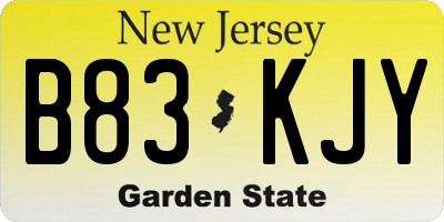NJ license plate B83KJY