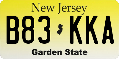 NJ license plate B83KKA