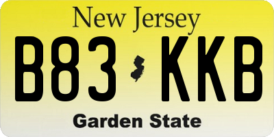NJ license plate B83KKB