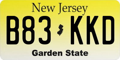 NJ license plate B83KKD