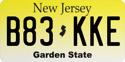 NJ license plate B83KKE