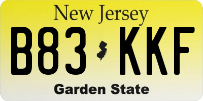 NJ license plate B83KKF