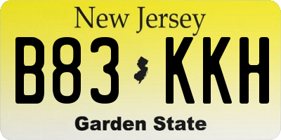 NJ license plate B83KKH