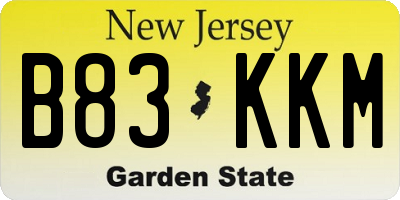 NJ license plate B83KKM