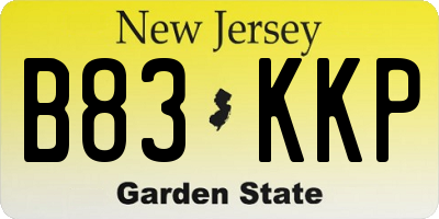NJ license plate B83KKP