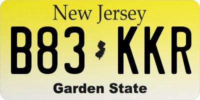 NJ license plate B83KKR