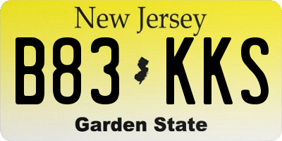 NJ license plate B83KKS