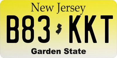 NJ license plate B83KKT