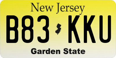 NJ license plate B83KKU