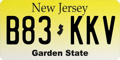 NJ license plate B83KKV