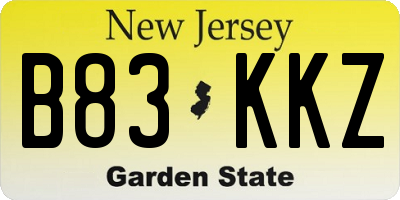 NJ license plate B83KKZ