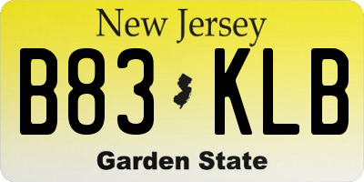 NJ license plate B83KLB
