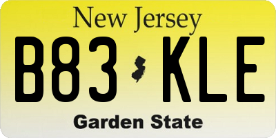 NJ license plate B83KLE