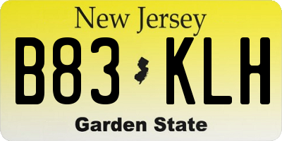 NJ license plate B83KLH
