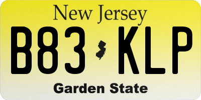 NJ license plate B83KLP