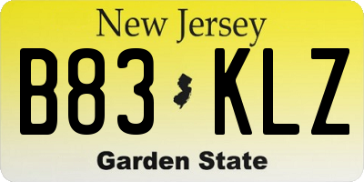 NJ license plate B83KLZ