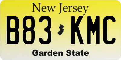 NJ license plate B83KMC