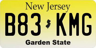 NJ license plate B83KMG