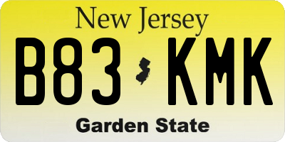 NJ license plate B83KMK