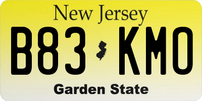 NJ license plate B83KMO
