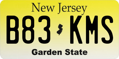 NJ license plate B83KMS