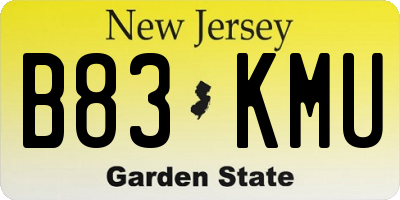 NJ license plate B83KMU