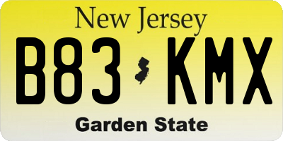 NJ license plate B83KMX
