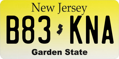 NJ license plate B83KNA