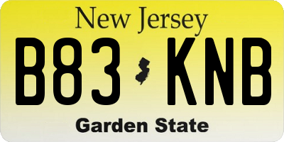 NJ license plate B83KNB