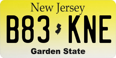 NJ license plate B83KNE