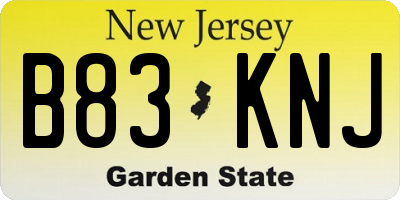 NJ license plate B83KNJ