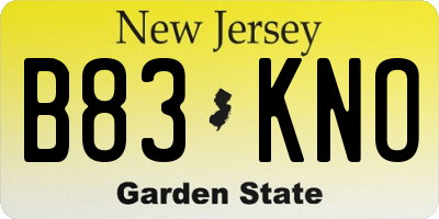 NJ license plate B83KNO
