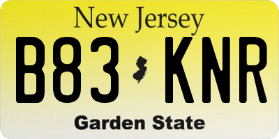 NJ license plate B83KNR