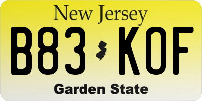 NJ license plate B83KOF