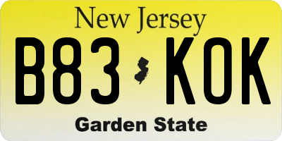 NJ license plate B83KOK